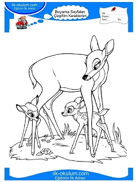 Çocuklar İçin Bambi Boyama Sayfaları 